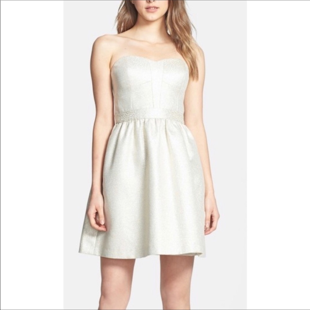 Aidan Mattox Gold Shimmer Strapless Dress Formal